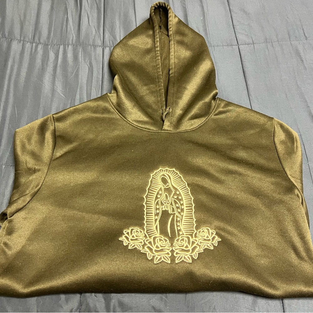 Black Hoodie with embroidery of the Virgin of Guadalupe